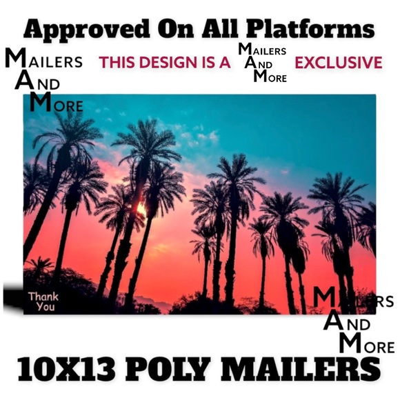 50 10X13 Poly Mailers Twilight Palms PRICE IS FIRM - Picture 3 of 5